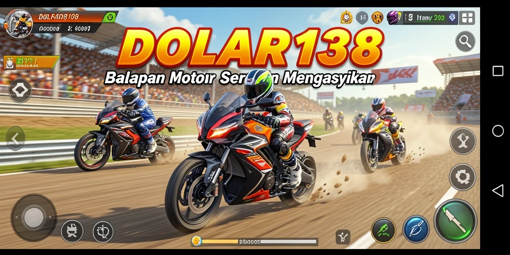 Gameplay DOLAR138 dengan aksi balapan motor yang seru.