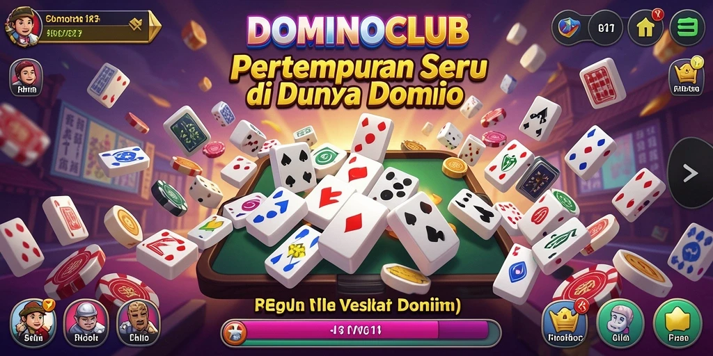 Screenshot DOMINOCLUB menunjukkan pertarungan seru yang sedang berlangsung.