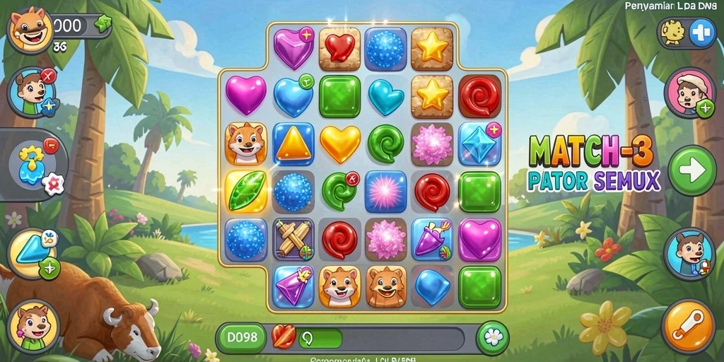Gameplay seru dan menantang dalam game Match-3 ID098.