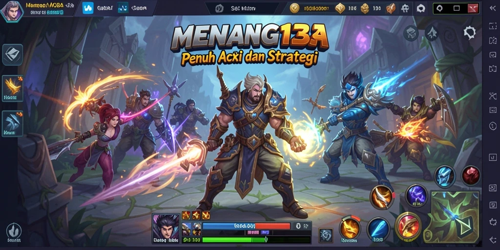 Tangkapan layar aksi seru dalam permainan MOBA MENANG123.