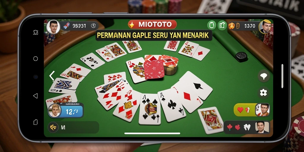 Screenshot MIOTOTO menampilkan gameplay menarik permainan Gaple.