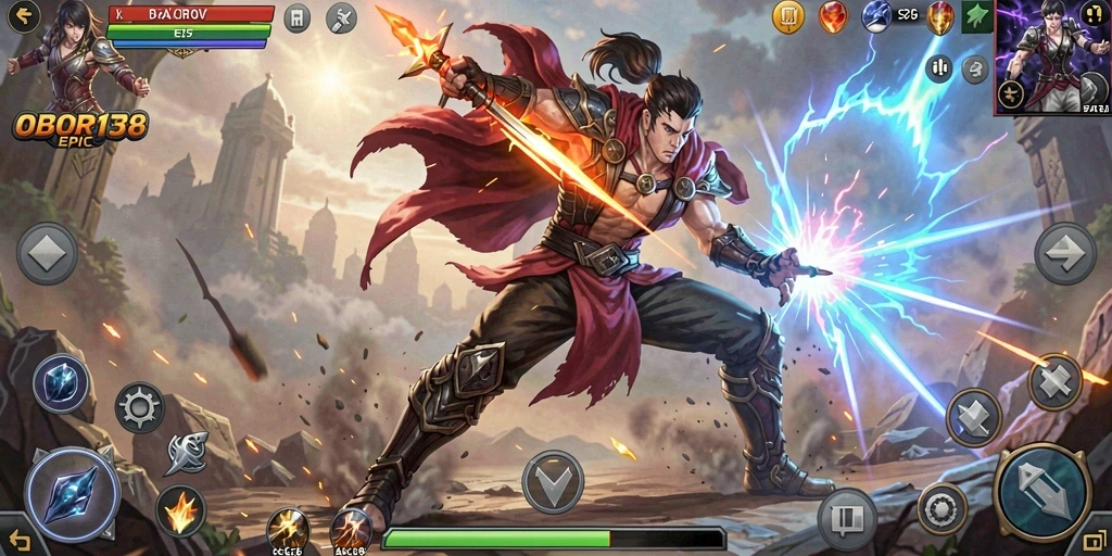 Tampilan seru dari gameplay action OBOR138 yang mendebarkan.