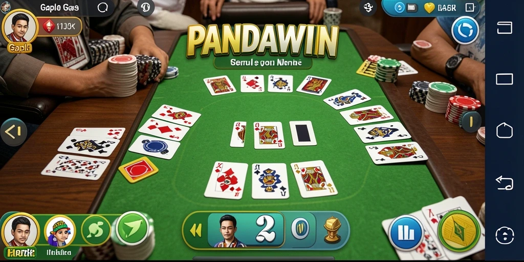 Screenshot gameplay PANDAWIN yang menampilkan suasana permainan Gaple yang seru.