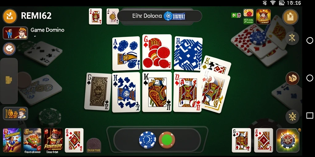 Tampilan gameplay seru dalam permainan Domino REMI62.