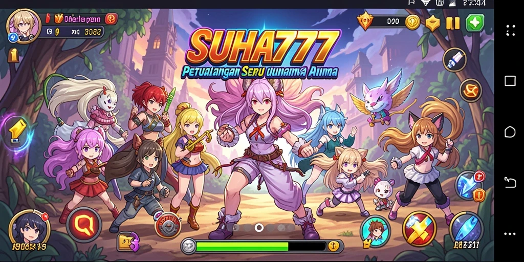 Screenshot gameplay SUHU777 menampilkan aksi dinamis karakter Anime.