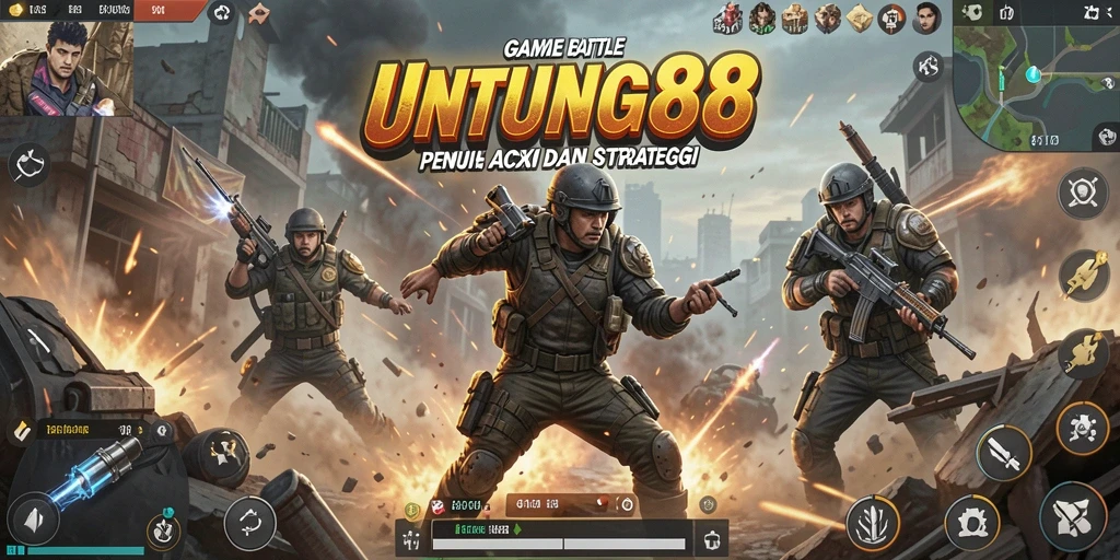 Tampilan seru pertandingan Battle Royale UNTUNG88 dengan aksi tempur yang intens.